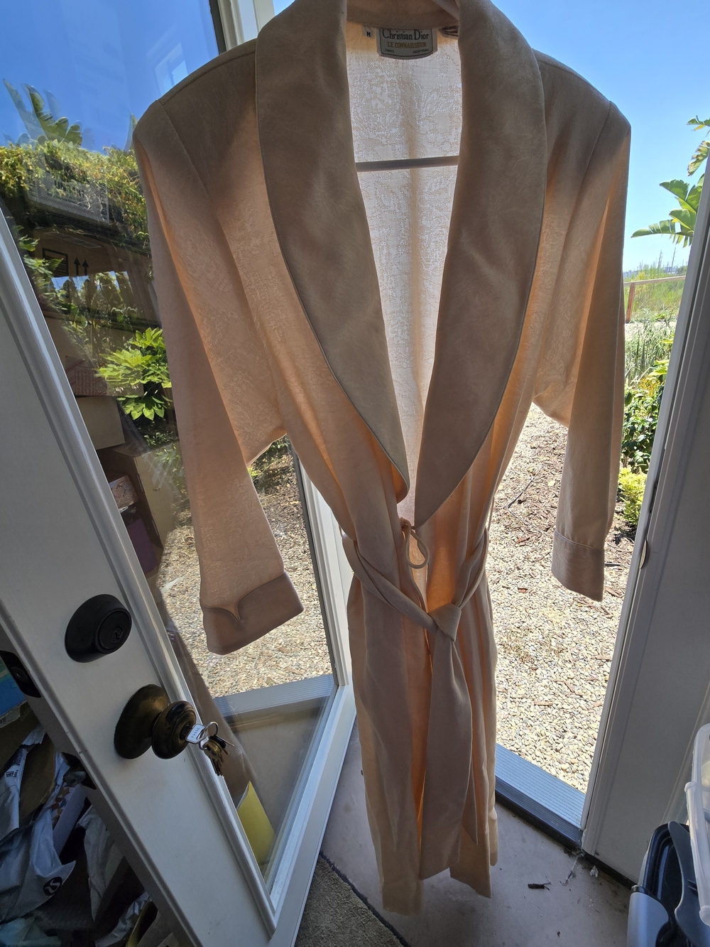 Dior Cream Satin-Trim Women's Robe